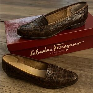 Salvatore Ferragamo Dark Brown Calf Loafers Size 5
